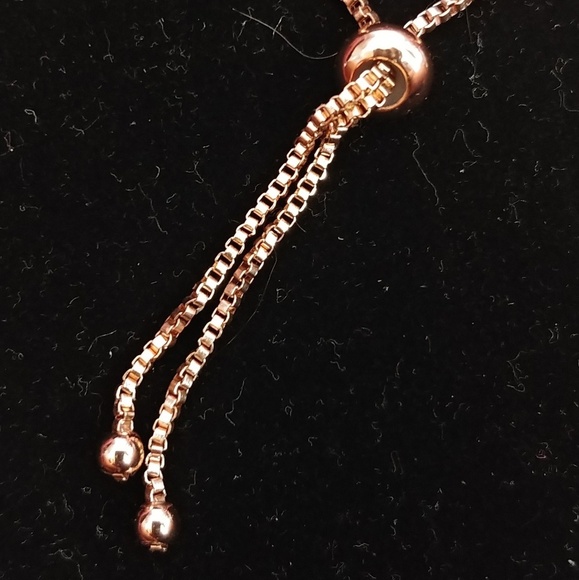 Rose Gold Rolo Slide Pull Bracelet Butterfly Design - Picture 4 of 4